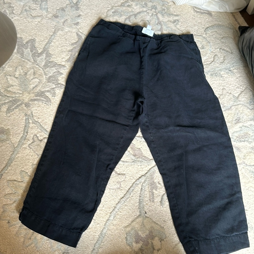 J Jill linen black cropped pants, size M